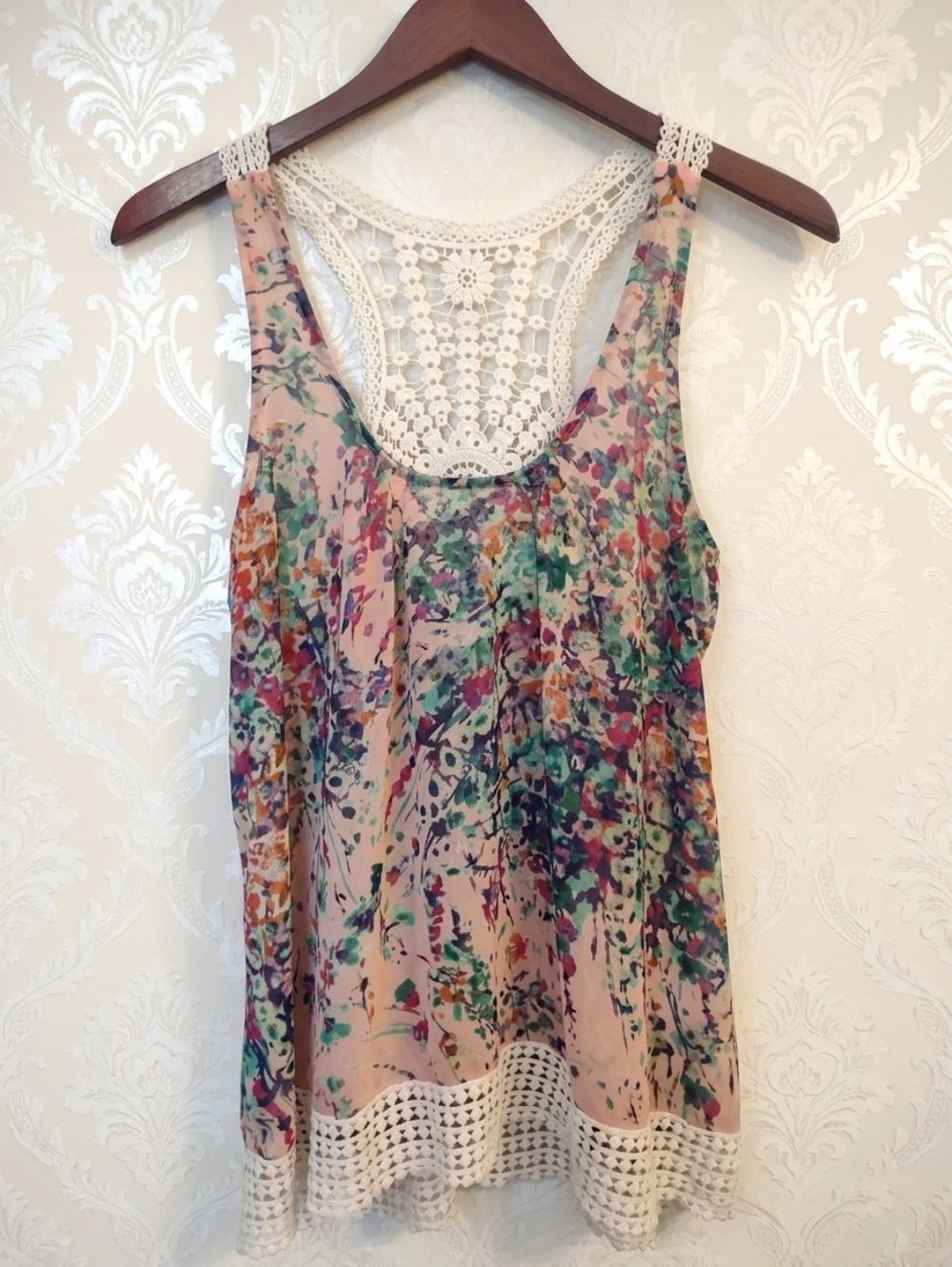 Collective Concepts Floral Crochet Racerback Tank Top